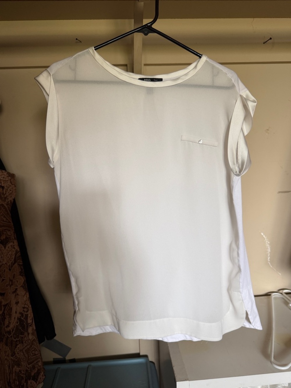 Mango White Cap-Sleeve Pocket Blouse — Lightweight Everyday Top